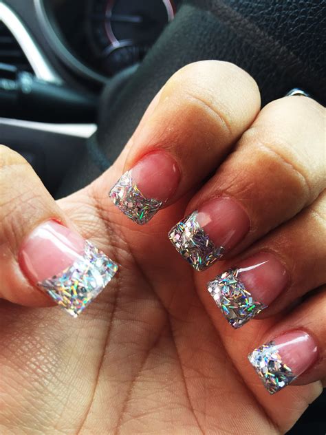 short glitter acrylic nails|glitter tip acrylic nails.